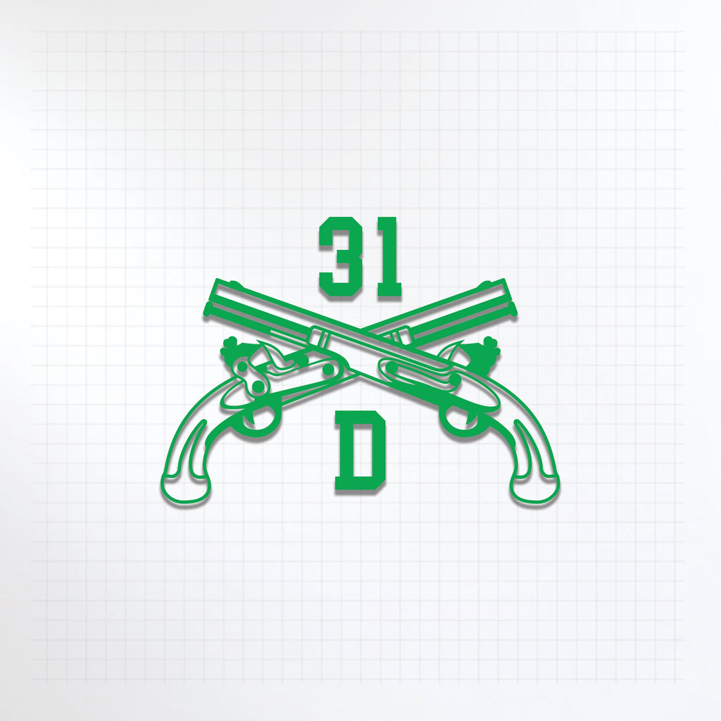 Inkfidel 31D 31D CID Special Agent MP Crossed Pistols Decal Green