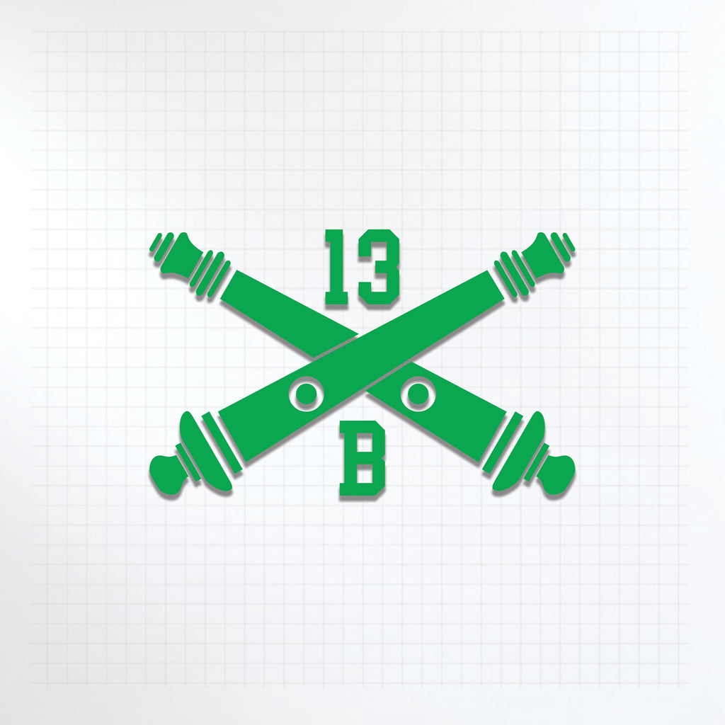Inkfidel MOS 13B Cannon Crewmember Crossed Cannons Decal Green