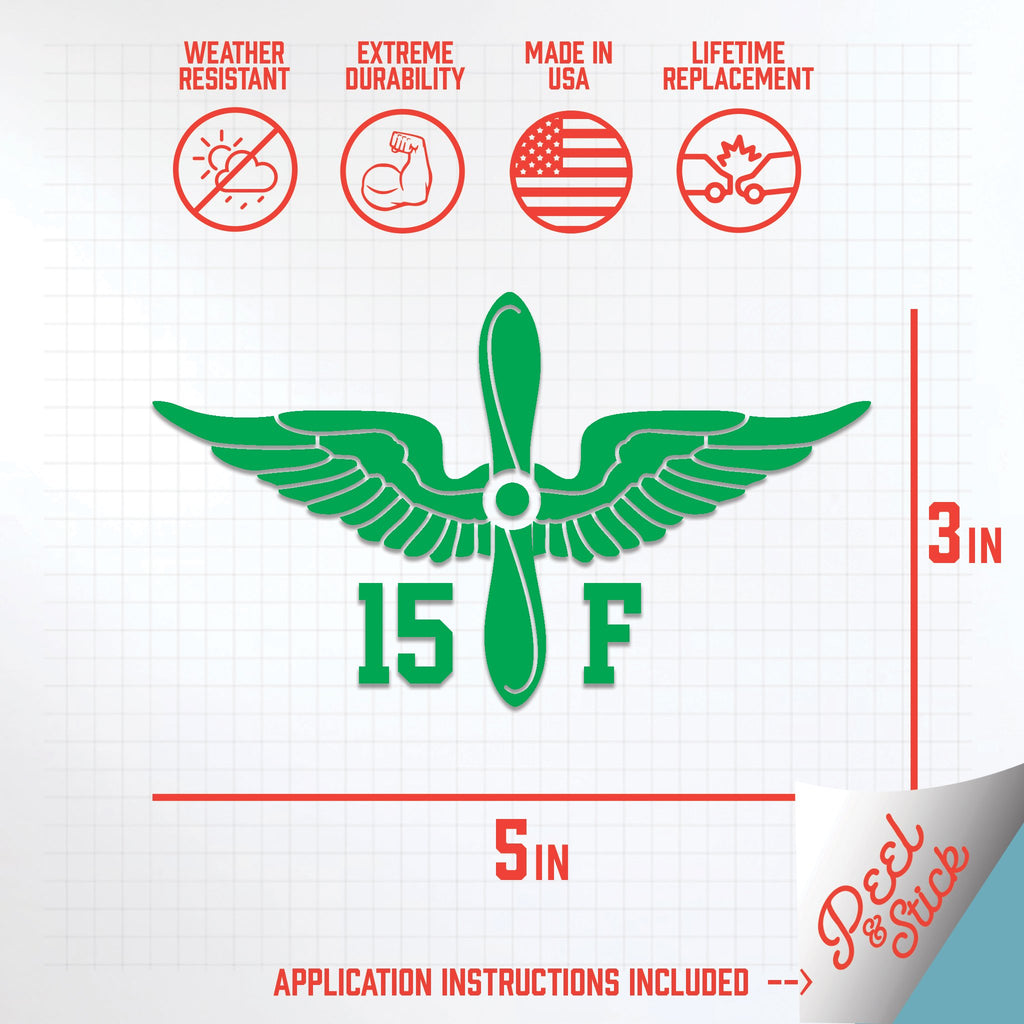Inkfidel MOS 15F Aircraft Electrician Prop Insignia Decal Green