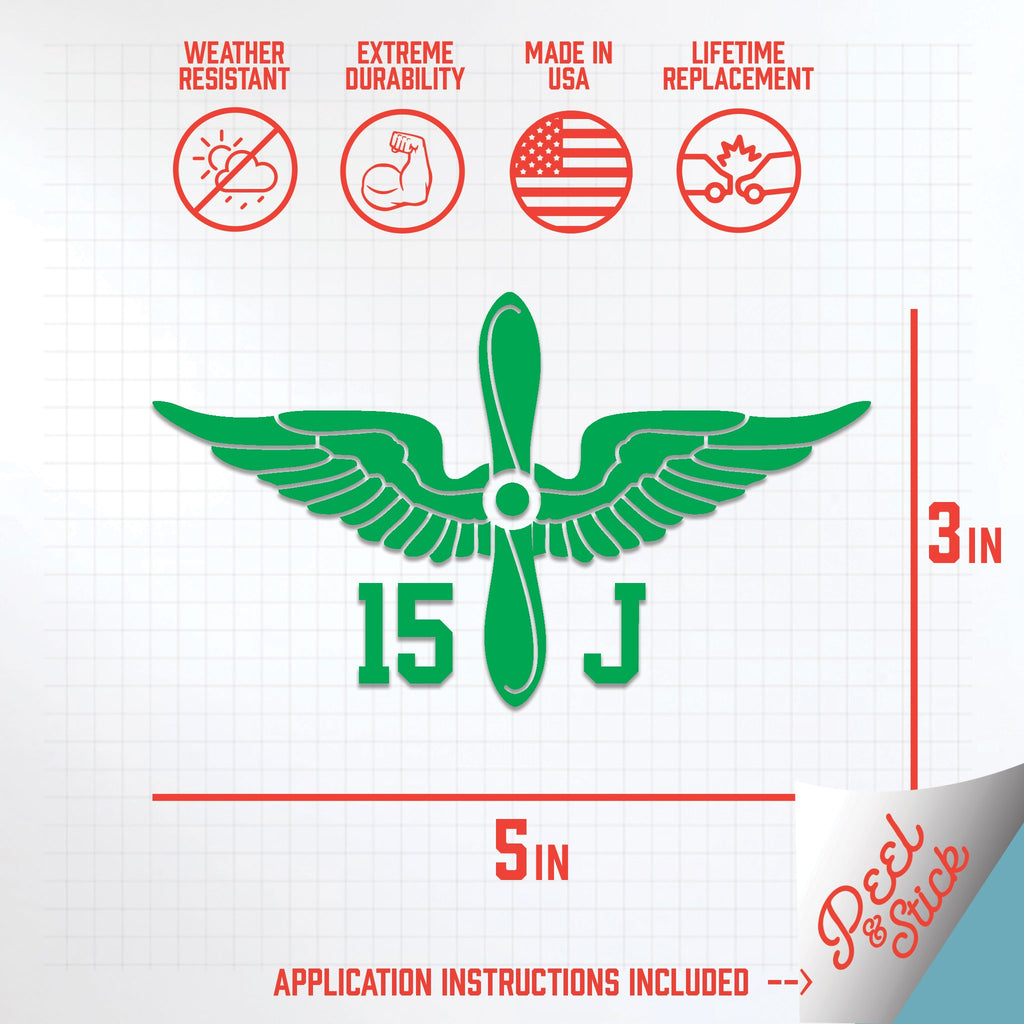 Inkfidel MOS 15J OH-58D Armament/Electrical/Avionics Systems Repairer Prop Insignia Decal Green