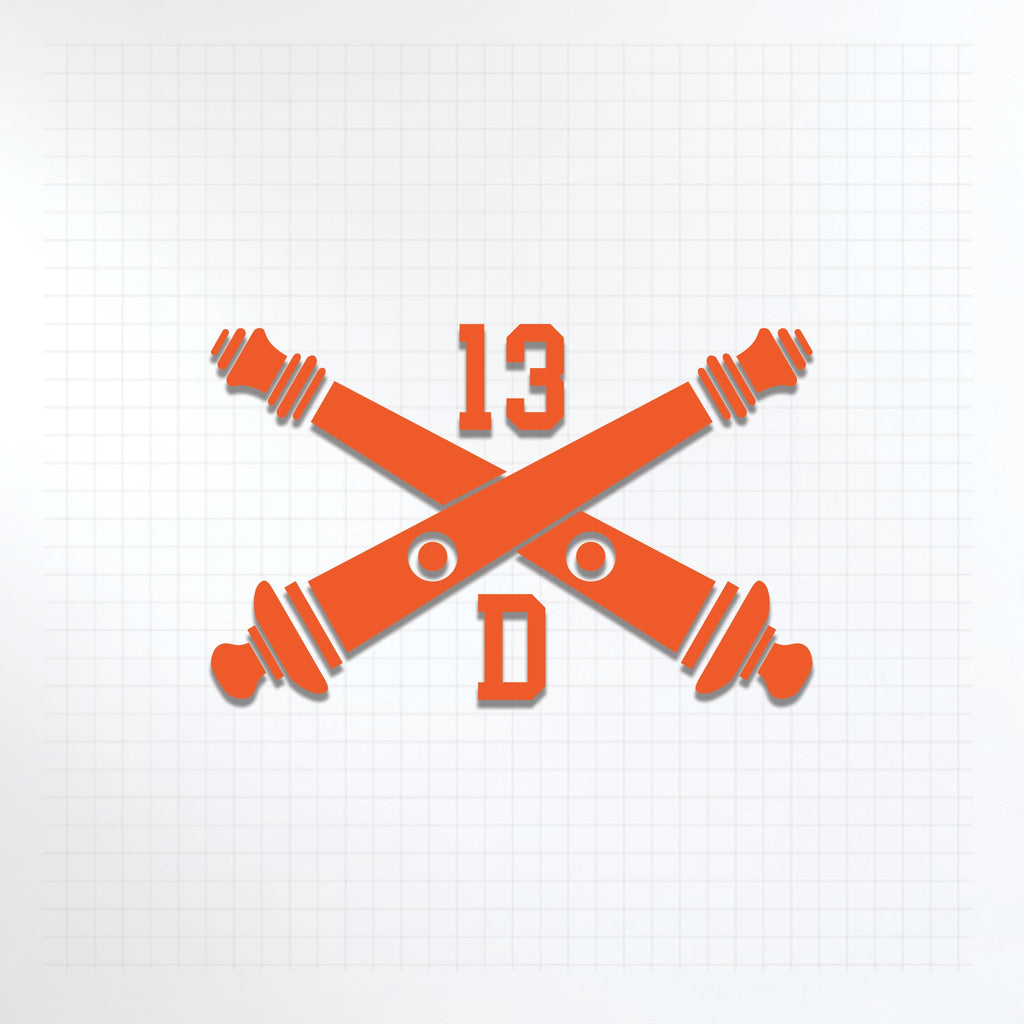 Inkfidel MOS 13D Field Artillery Tactical Data Crossed Cannons Decal Orange