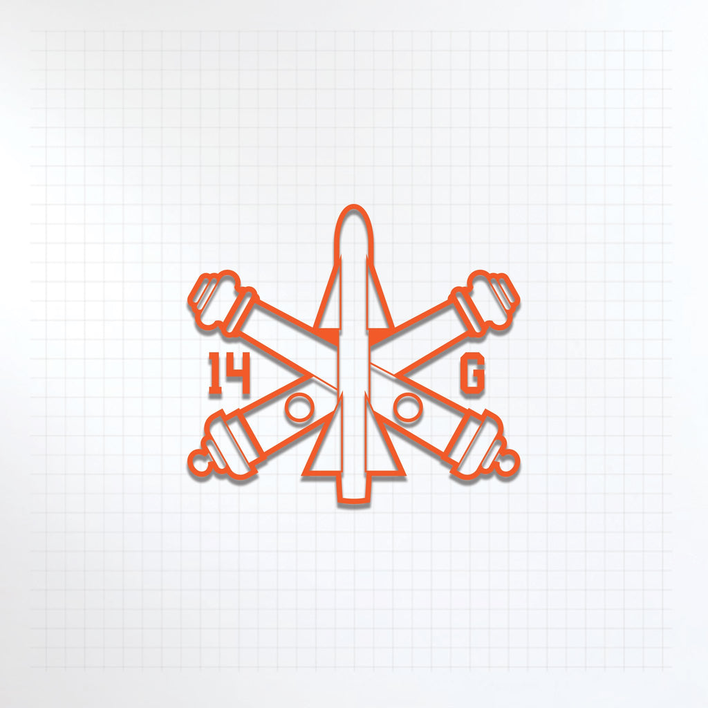 Inkfidel MOS 14G Air Defense Battle Management System Operator Missle Decal Orange
