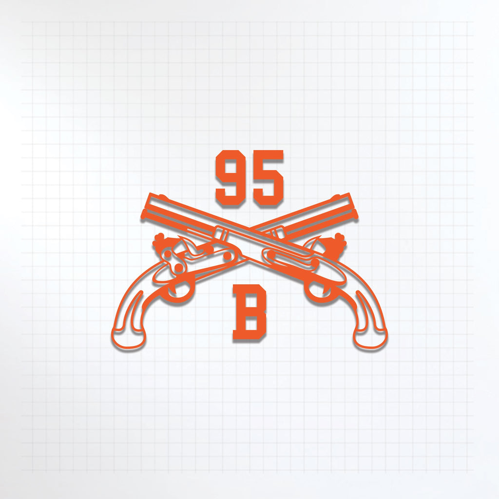 Inkfidel MOS 95B Military Police Officer MP Crossed Pistols Decal Orange