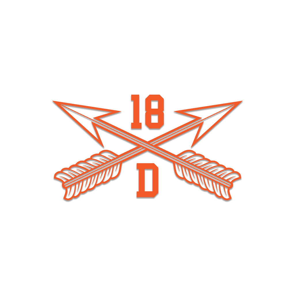 Inkfidel MOS 18D Special Forces Medical Sergeant Crossed Arrows Decal Orange