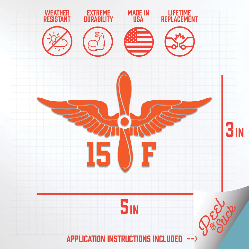 Inkfidel MOS 15F Aircraft Electrician Prop Insignia Decal Orange