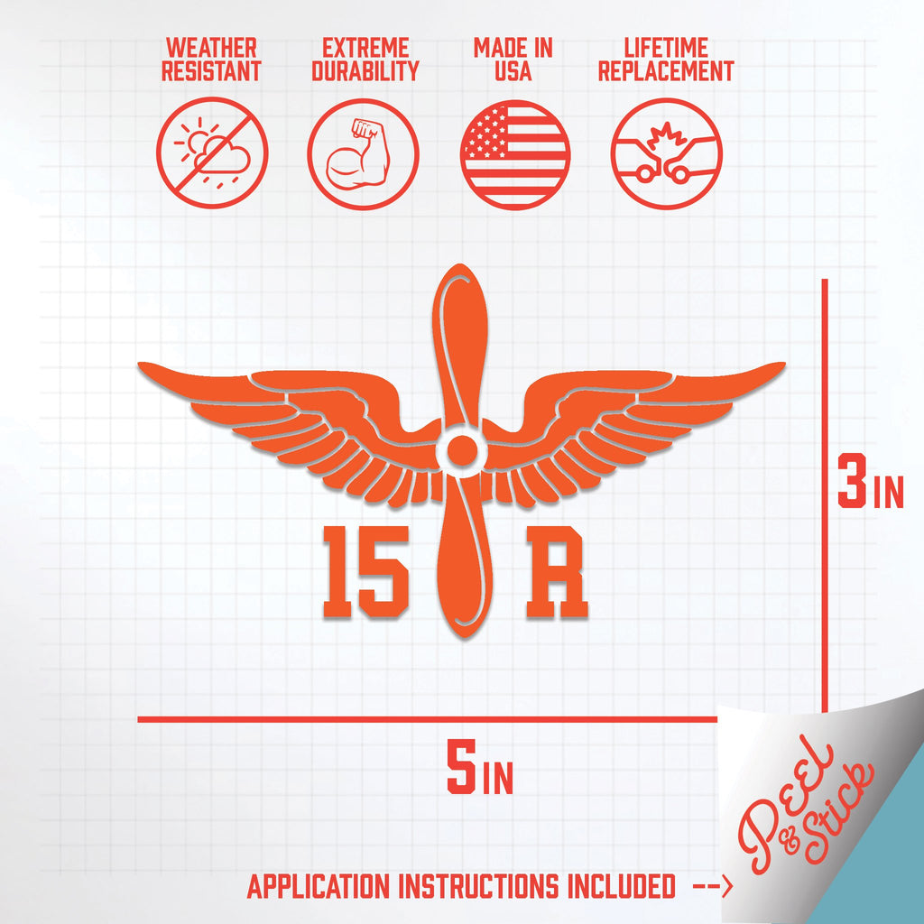 Inkfidel MOS 15R AH-64 Attack Helicopter Repairer Prop Insignia Decal Orange