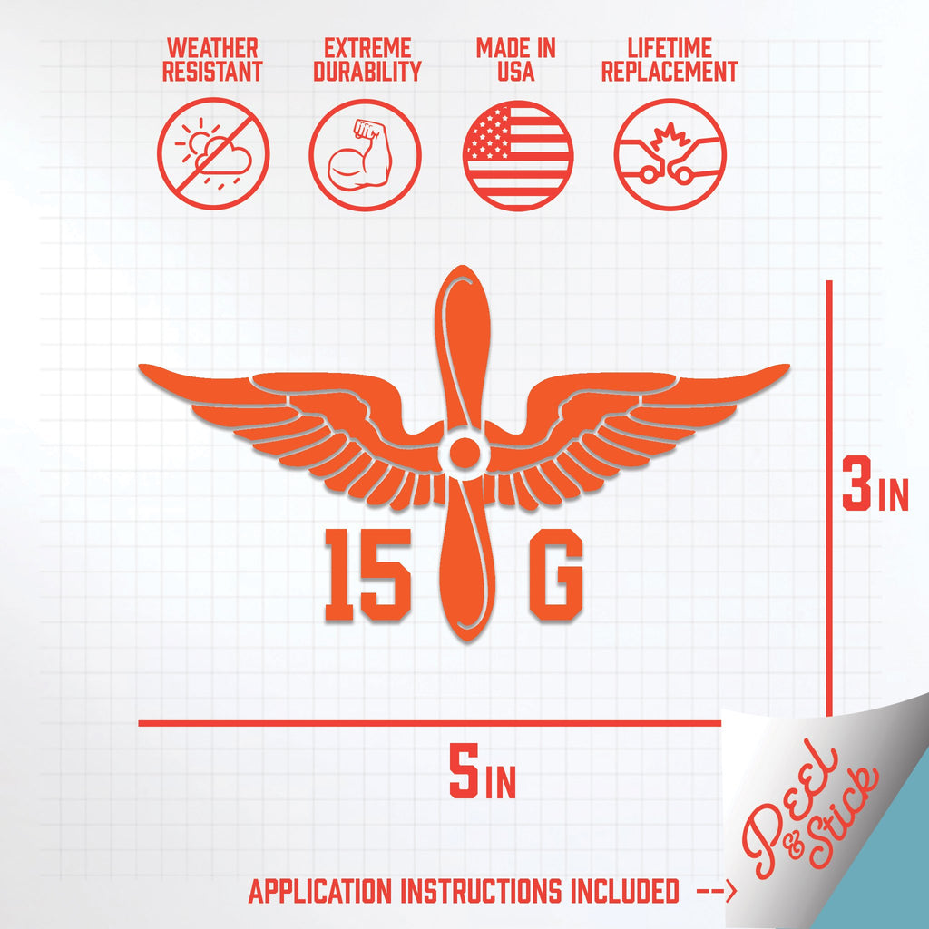 Inkfidel MOS 15G Aircraft Structural Repairer Prop Insignia Decal Orange