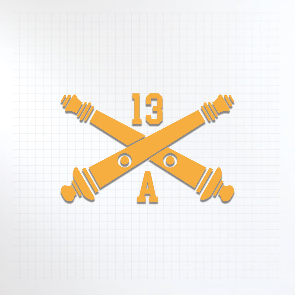 Inkfidel MOS 13A Field Artillery Officer Crossed Cannons Decal Yellow