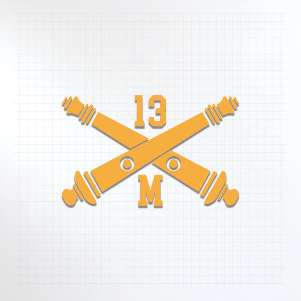 Inkfidel MOS 13M MLRS HLMRS Crewmember Crossed Cannons Decal Yellow