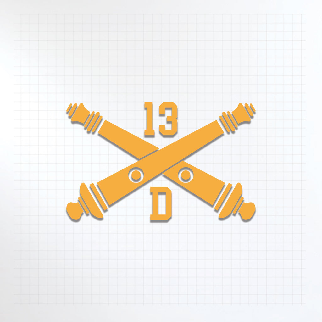 Inkfidel MOS 13D Field Artillery Tactical Data Crossed Cannons Decal Yellow