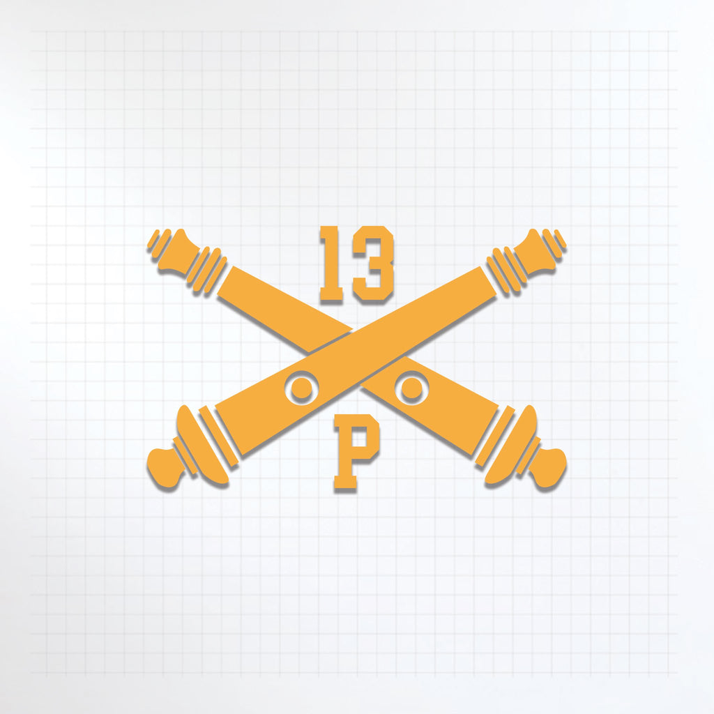 Inkfidel MOS 13P MLRS Lance Operations Fire Directions Specialist Crossed Cannons Decal Yellow