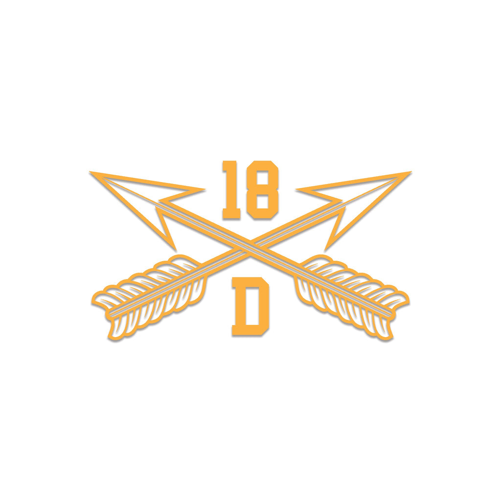 Inkfidel MOS 18D Special Forces Medical Sergeant Crossed Arrows Decal Yellow