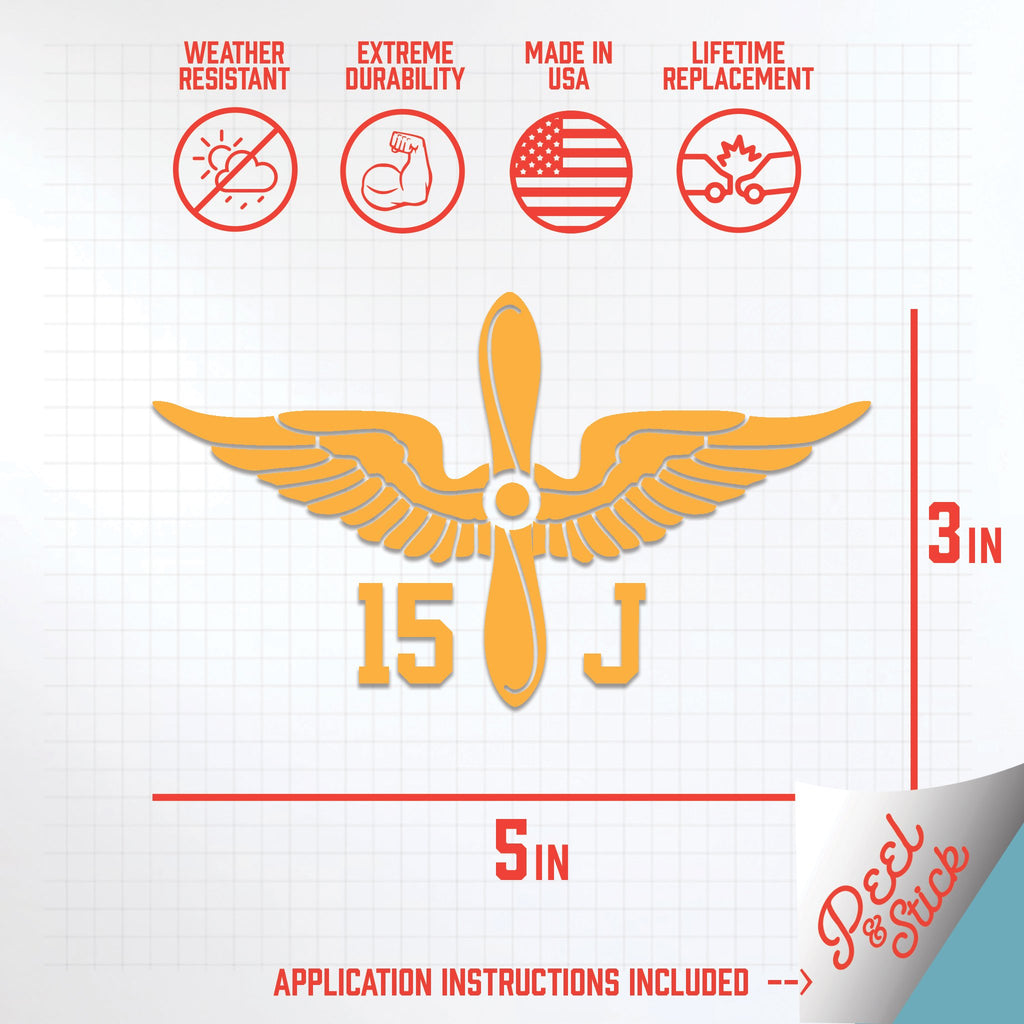 Inkfidel MOS 15J OH-58D Armament/Electrical/Avionics Systems Repairer Prop Insignia Decal Yellow