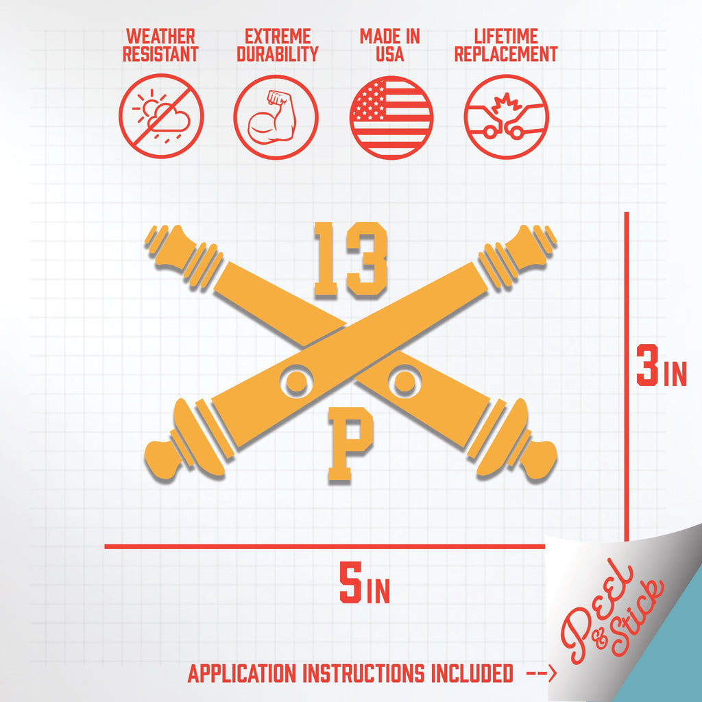 Inkfidel MOS 13P MLRS Lance Operations Fire Directions Specialist Crossed Cannons Decal Yellow