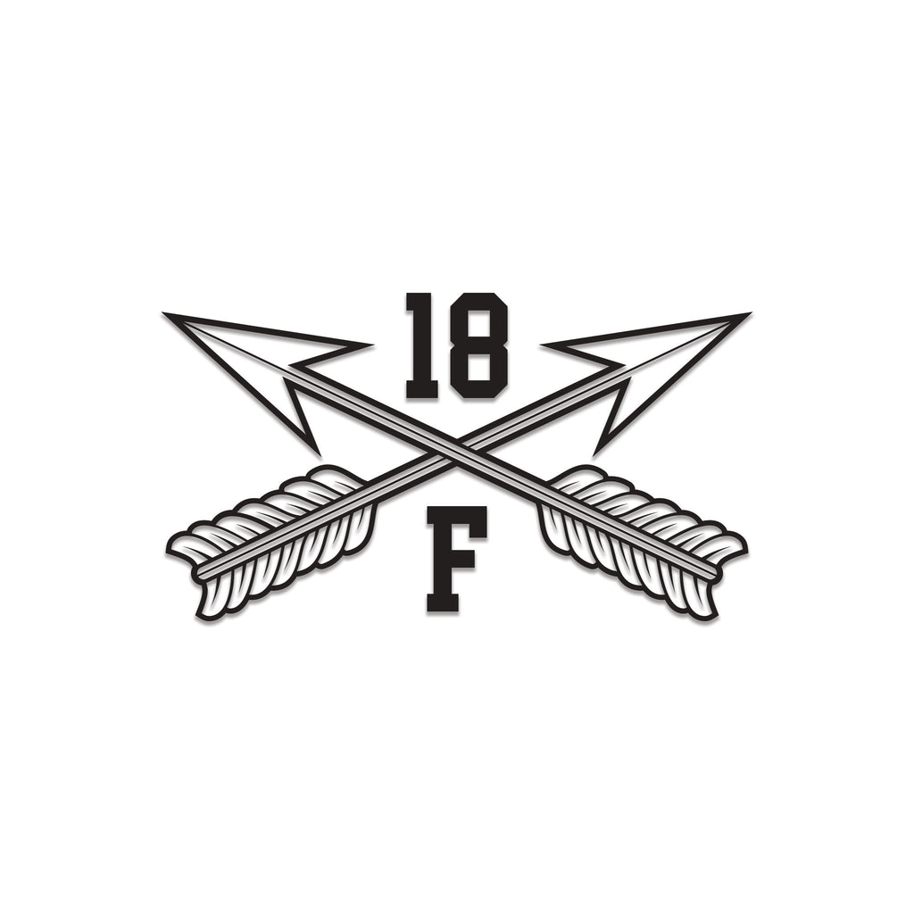 Inkfidel MOS 18F Special Forces Assistant Operations and Intelligence Sergeant Crossed Arrows Decal Black