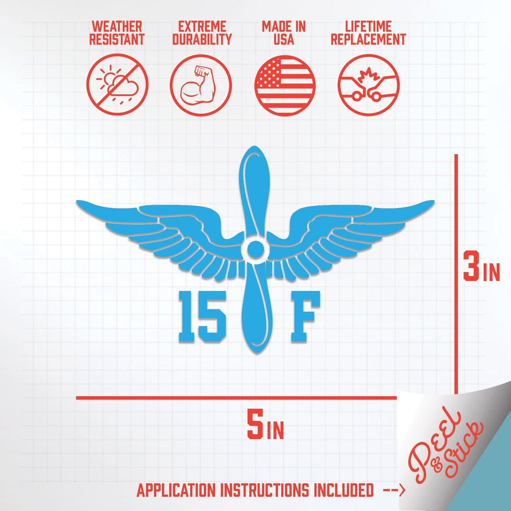 Inkfidel MOS 15F Aircraft Electrician Prop Insignia Decal Blue