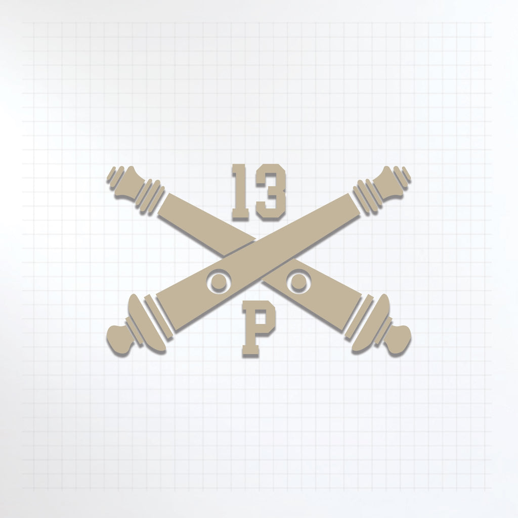 Inkfidel MOS 13P MLRS Lance Operations Fire Directions Specialist Crossed Cannons Decal Tan