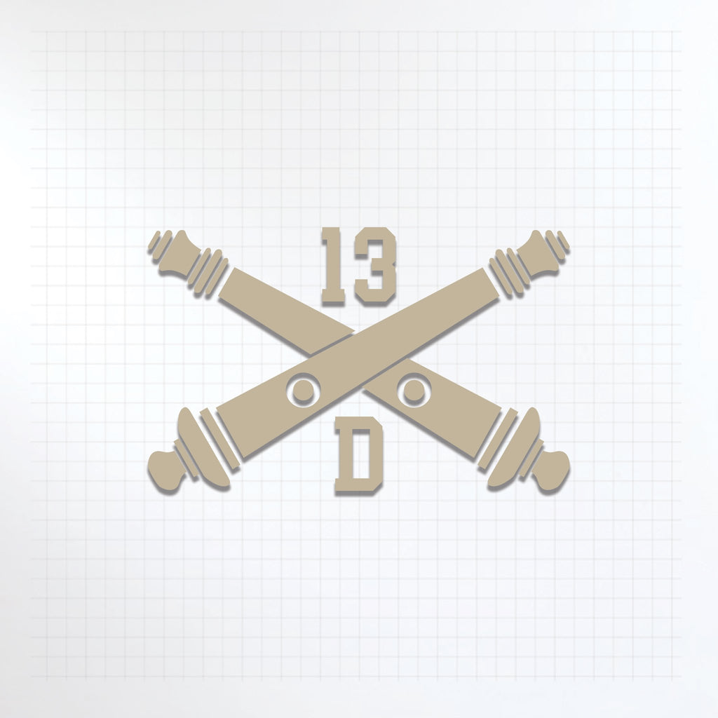 Inkfidel MOS 13D Field Artillery Tactical Data Crossed Cannons Decal Tan