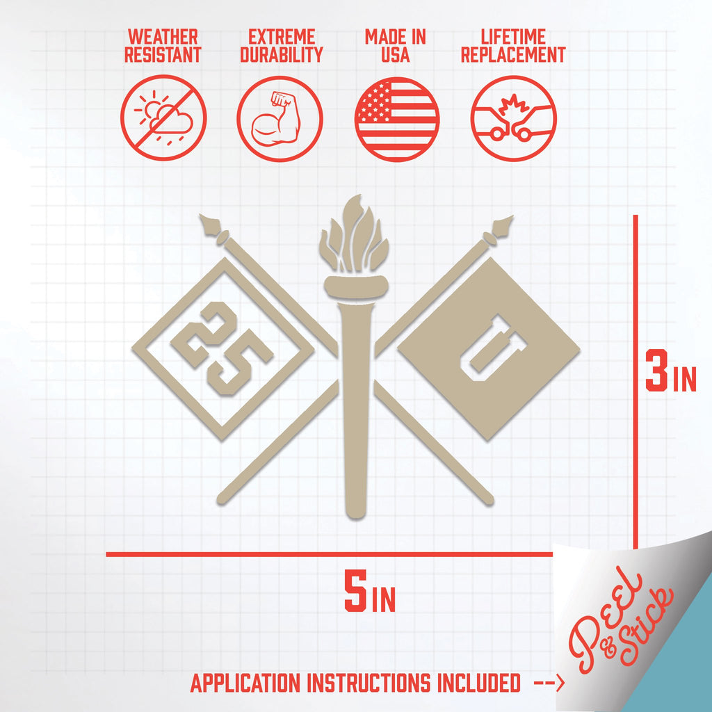 Inkfidel MOS 25U Signal Support Systems Specialist Crossed Flags Decal Tan