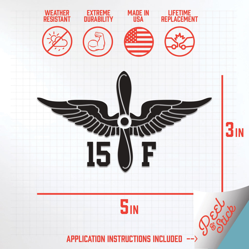 Inkfidel MOS 15F Aircraft Electrician Prop Insignia Decal Black