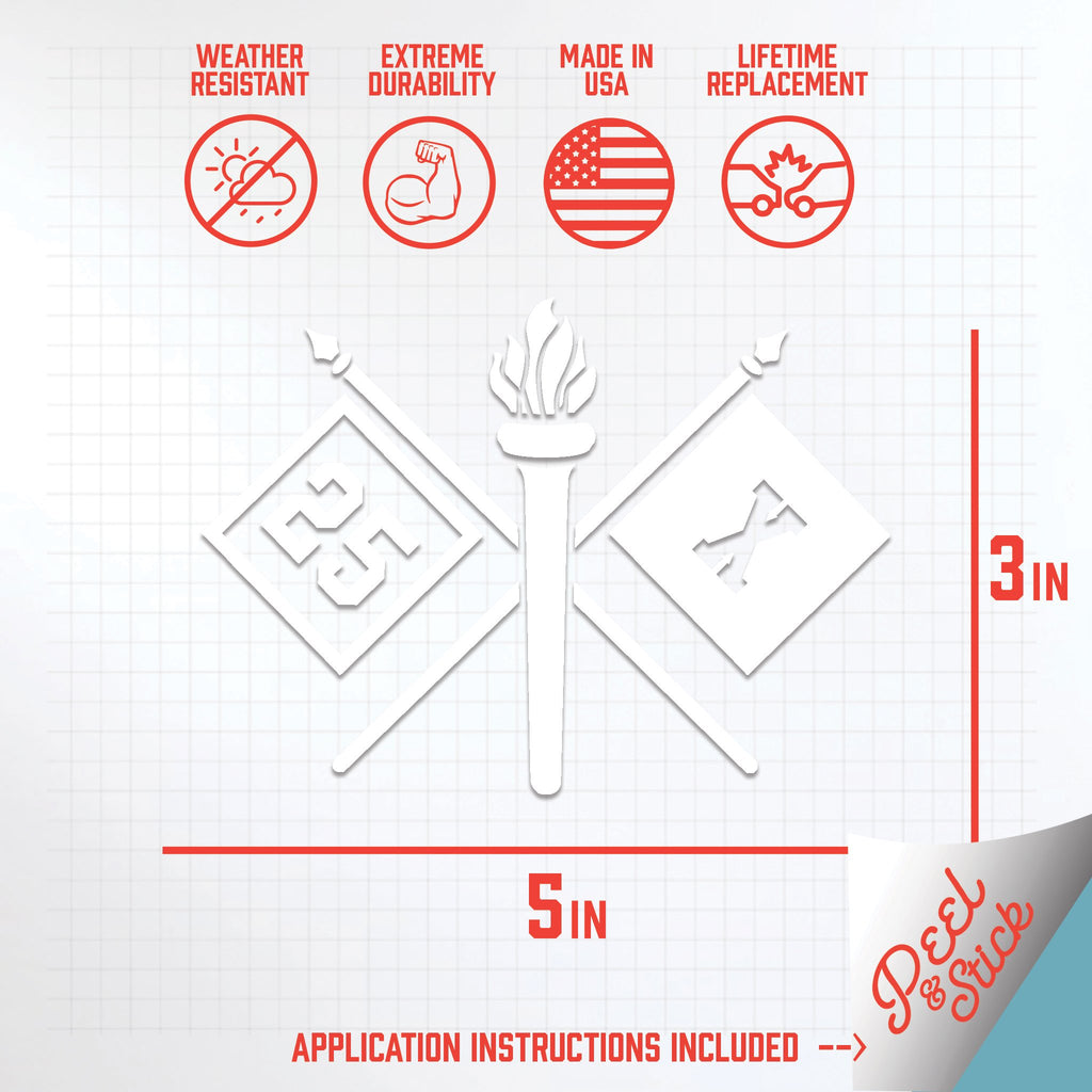 Inkfidel MOS 25X Chief Signal NCO Crossed Flags Decal White