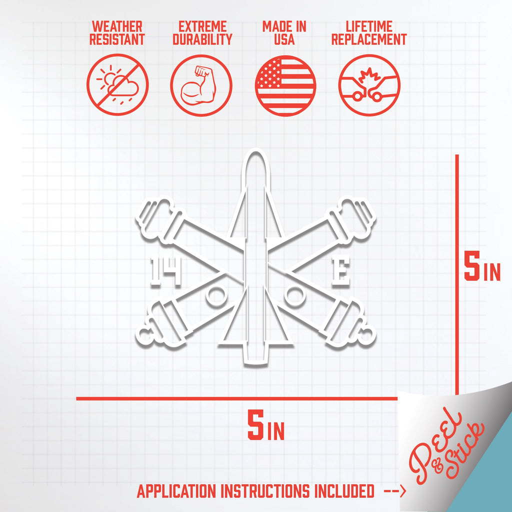 Inkfidel MOS 14E Patriot Fire Control Enhanced Operator/Maintainer Missle Decal White