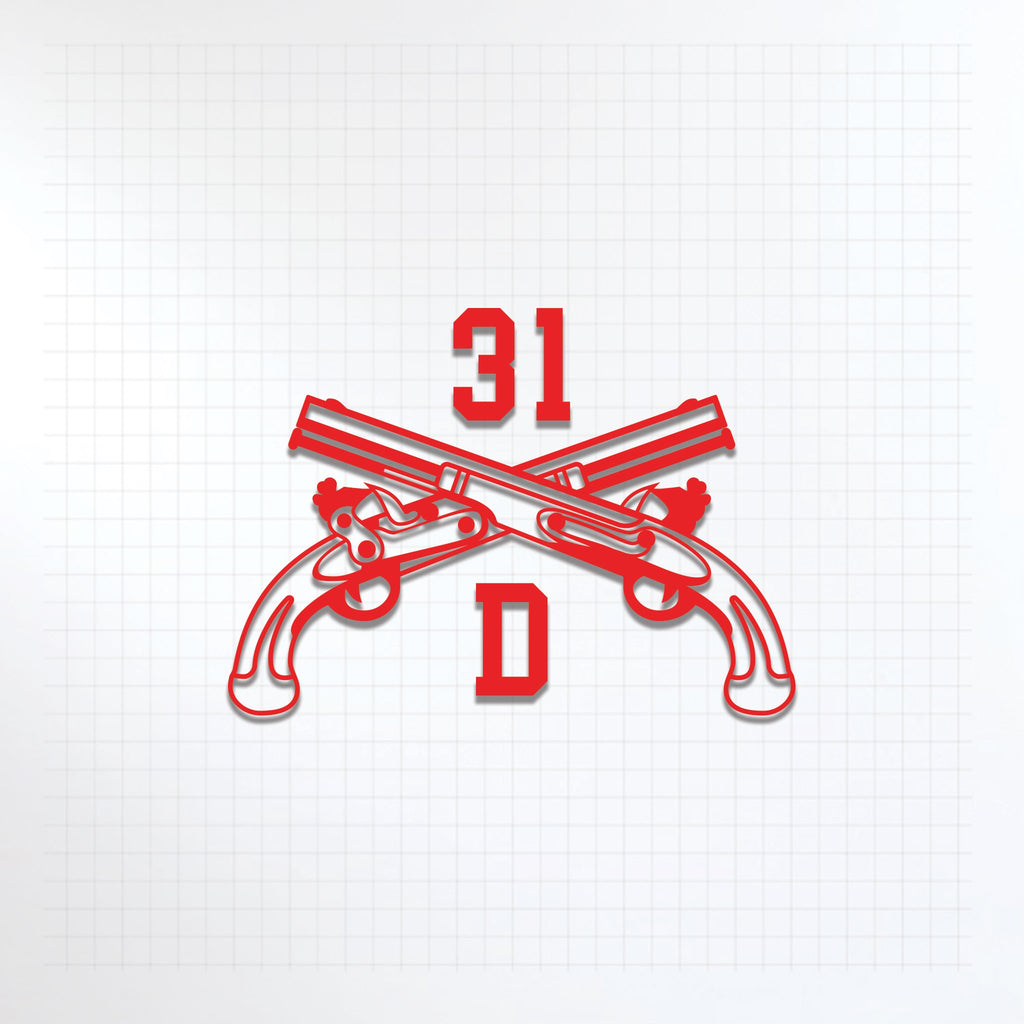 Inkfidel 31D 31D CID Special Agent MP Crossed Pistols Decal Red
