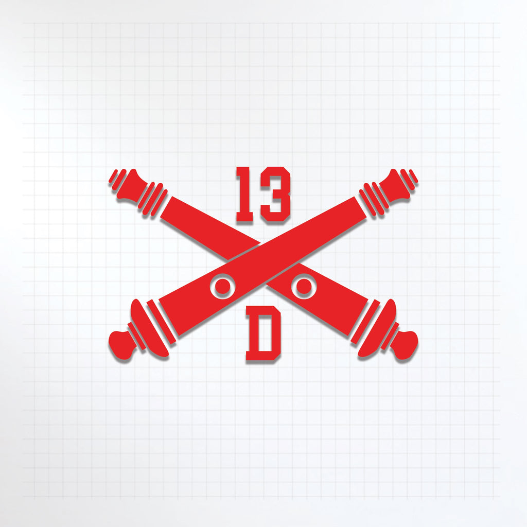 Inkfidel MOS 13D Field Artillery Tactical Data Crossed Cannons Decal Red