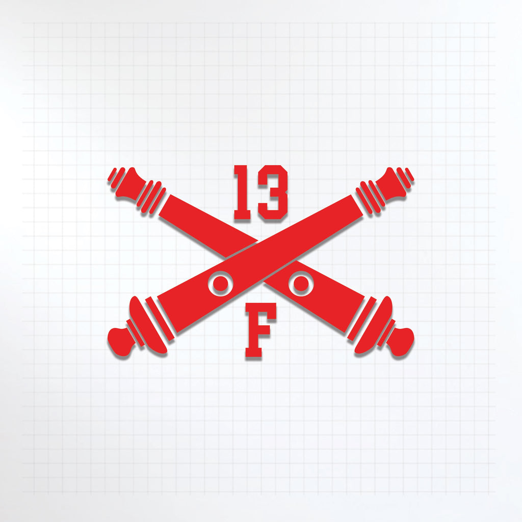 Inkfidel MOS 13F Forward Observer Fire Support Specialist Crossed Cannons Decal Red