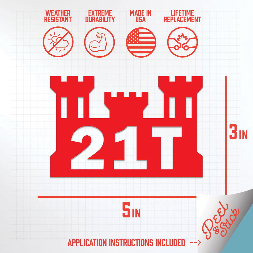 Inkfidel MOS 21T Technical Engineering Specialist Castle Decal Red