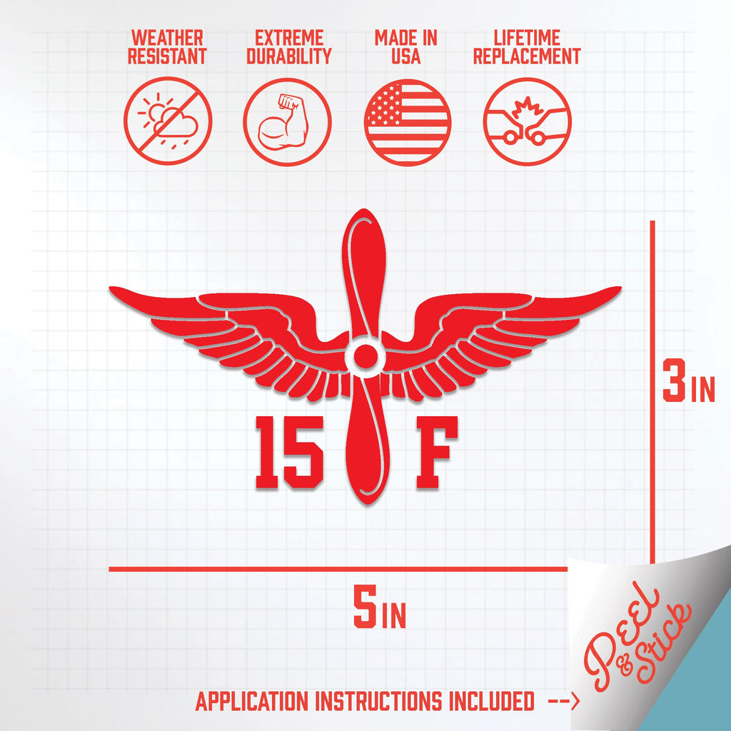 Inkfidel MOS 15F Aircraft Electrician Prop Insignia Decal Red